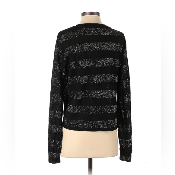 H&M Black and Gray Glitter Shimmer Striped Women's Top Size Small - Picture 2 of 3